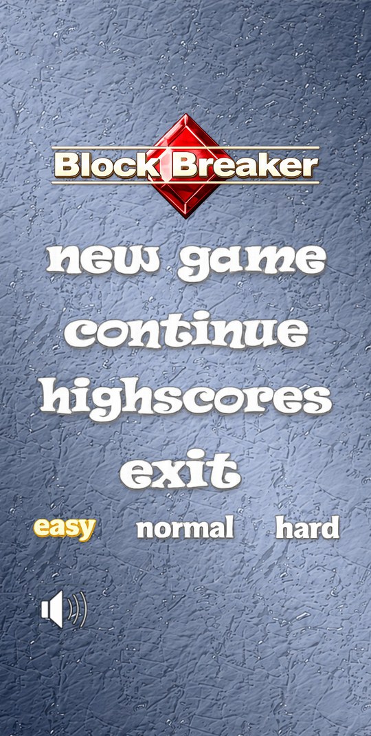 Block Breaker main menu
